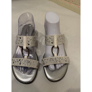 Karen Scott Women's Silver White Studded Sandals Size 8